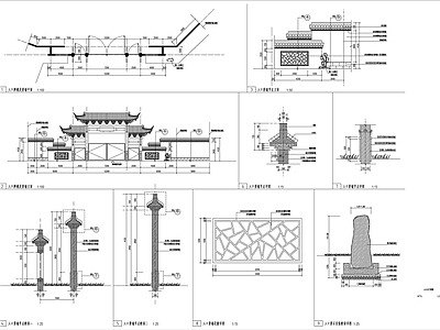 中式小区入口大门详图 施工图 建筑通用节点