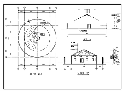 轻钢架结构蒙古包建筑图 施工图