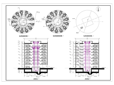 圆形旋转地下停车库平面图