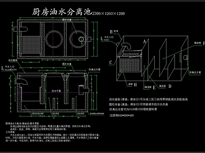 厨房油水分离器隔油池 图库