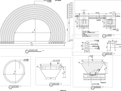 弧形廊架详图 施工图