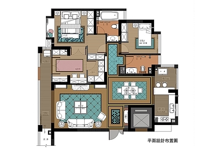 田园风三居室装修 施工图 平层