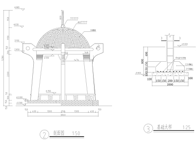 特色景观圆亭详图 施工图