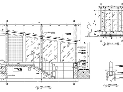 人防出入口玻璃顶棚廊架详图 施工图