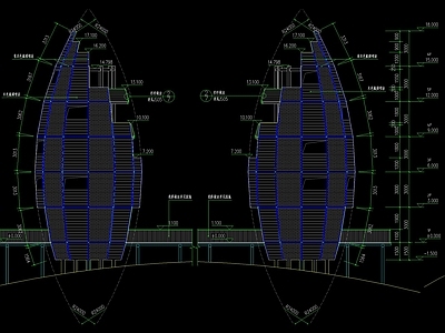 现代巢状观光塔建筑详图 施工图