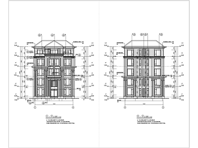 新中式自建别墅 施工图 自建房