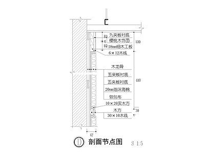 木纹及软包布节点详图 施工图