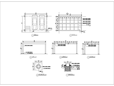 车库出入口廊架 施工图