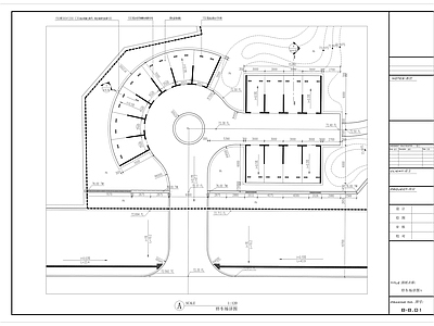 弧形停车场详图 施工图 户外
