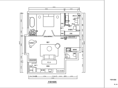 85平一室一厅平层家装 施工图