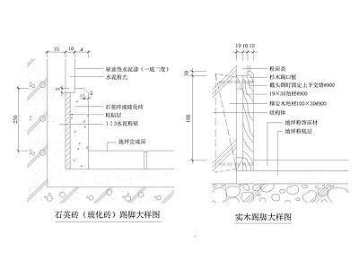 实木玻化砖踢脚线节点 施工图