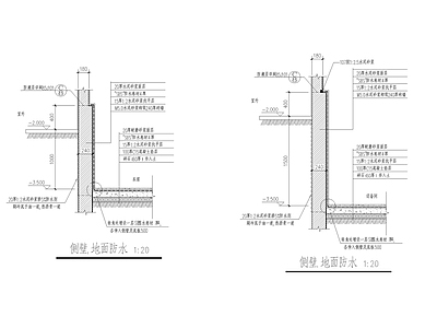 侧壁地面防水节点 施工图 建筑通用节点