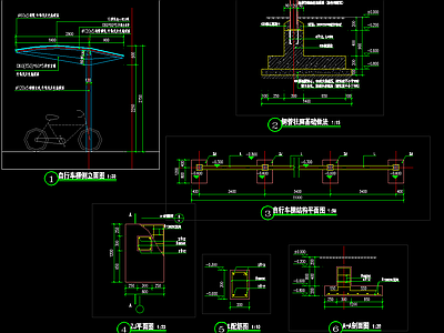 自行车棚非机动车棚 施工图 建筑通用节点