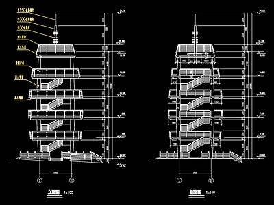 观光塔平立剖面详图 施工图