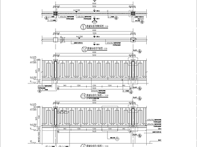现代铁艺围墙详图 施工图