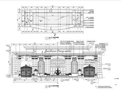 景观大区入口门楼详图 施工图