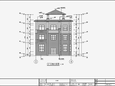 欧式简约别墅建筑 施工图