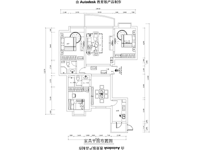 欧式3室2厅2卫  施工图 平层