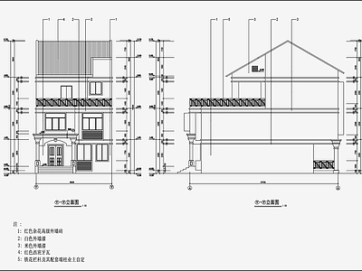 欧式简约别墅建筑 施工图