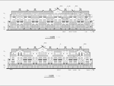 欧式简约别墅建筑 施工图