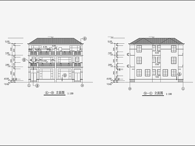 欧式简约别墅建筑 施工图