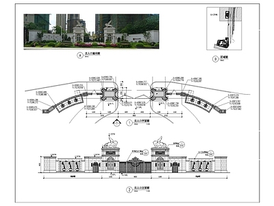 欧式入口大门 施工图