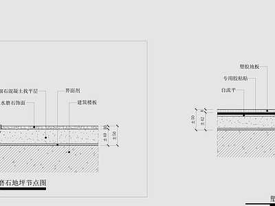 水磨石塑胶地板地坪节点 施工图