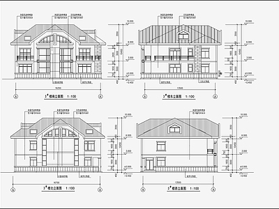 欧式简约别墅建筑 施工图