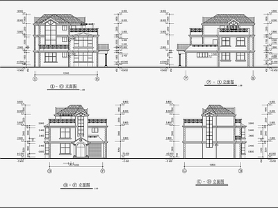 欧式简约别墅建筑 施工图