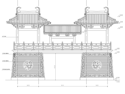 入口大门古建筑 施工图