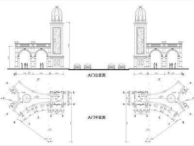 欧式小区入口建筑详图 施工图