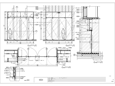 地弹簧四开玻璃门 施工图 通用节点