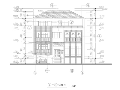 500平三层自建别墅建筑 施工图 自建房