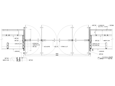地弹簧四开玻璃门节点 施工图 通用节点