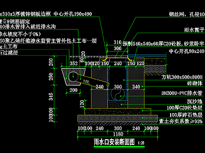 雨水口安装断面通用详图 施工图