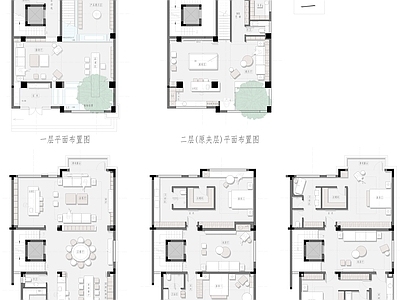 800平别墅项目平面图彩平图