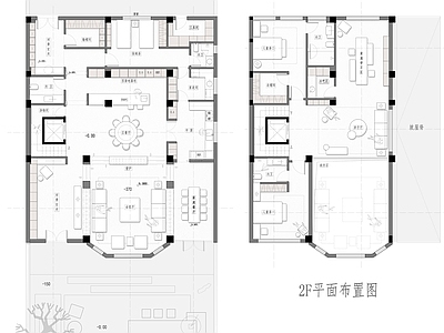 1000平别墅项目平面图 彩平图