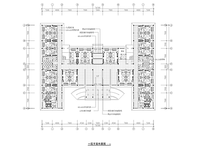 工字形三层康复中心装修 施工图