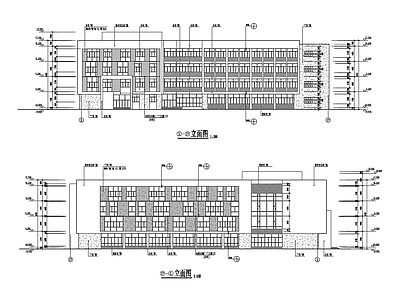 四层L型图书馆建筑 施工图