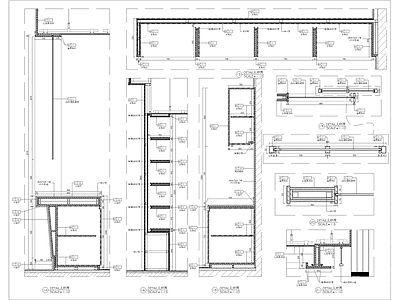 玻璃隔断墙身柜子节点 施工图