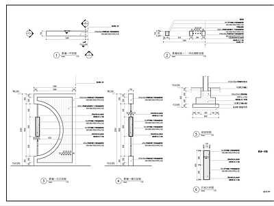 现代方通特色半月门洞景墙 施工图
