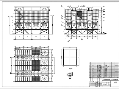 200MW机组脱硫工程布袋除尘器三视图 施工图