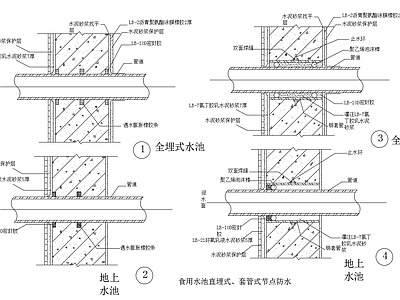 水池直埋式套管式防水节点 施工图