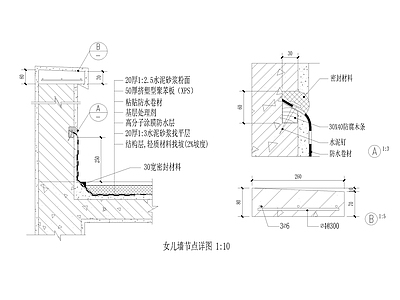 43类女儿墙山墙墙体收口大样图 施工图 建筑通用节点