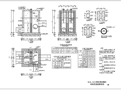 倒虹管闸槽井构造及盖板配筋 施工图