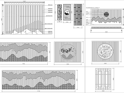 新中式山水格栅 施工图 家具节点