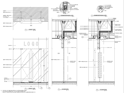 商场店招牌玻璃门喷淋详图 施工图 通用节点