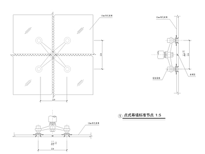 点式玻璃幕墙节点 施工图 节点