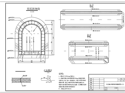 无压输水隧洞平面剖面结构配筋 施工图