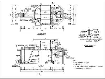 雨水泵站平面剖面 施工图